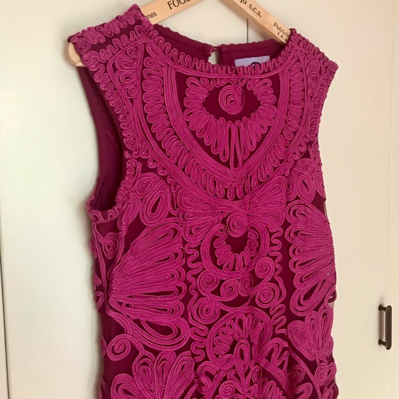 Women’s JS COLLECTIONS Soutache & Mesh Mermaid Fuchsia Gown  sz 12 - Picture 1 of 4